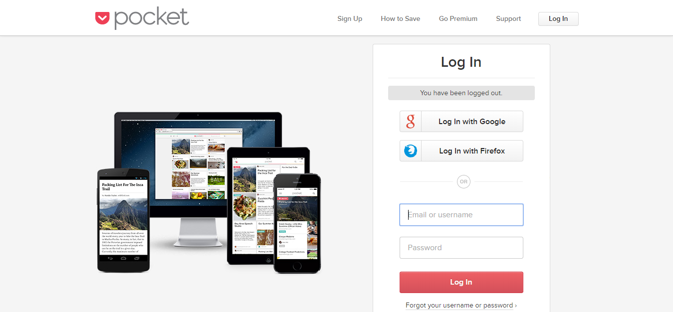 Pocket Log In talist